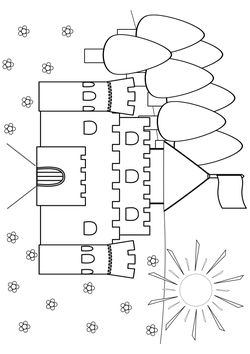 Castle coloring pages for kindergarten and preschool kids activity free