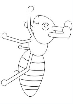 Cute Ant coloring pages for kindergarten and preschool kids activity free