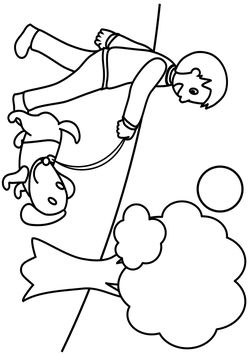 Dog walking free coloring pages for kids
