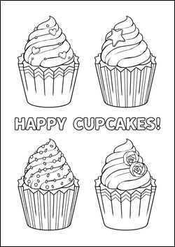 Premier 4 Cupcake coloring pages for kindergarten and preschool kids activity free