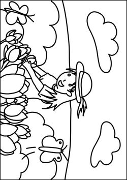Chulip flower girl with butterfly free coloring pages for kids
