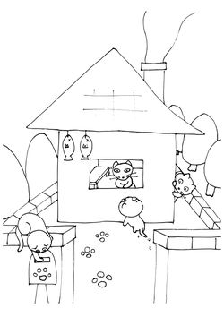 Cats house free coloring pages for kids