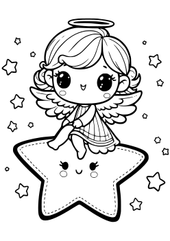 Cute Angel 6 free coloring pages for kids
