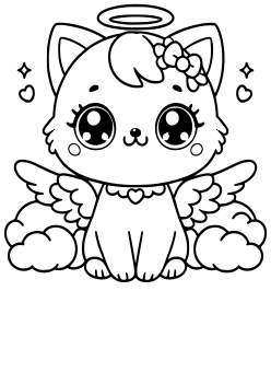 Angel Cat 2 free coloring pages for kids