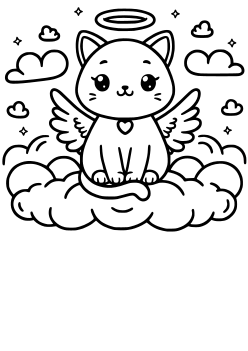 Angel Cat free coloring pages for kids