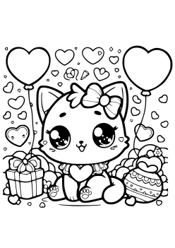 Cat Heart free coloring pages for kids