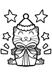 Christmas cat free coloring pages for kids