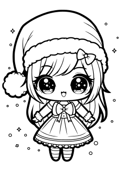 Christmas girl free coloring pages for kids
