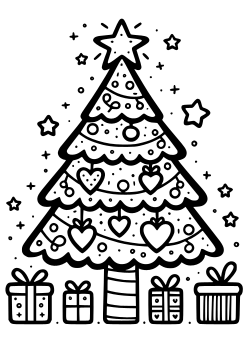 Christmastree 12 free coloring pages for kids