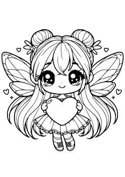 Heart Fairy free coloring pages for kids
