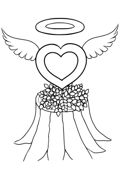 Heart Angel free coloring pages for kids