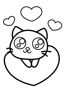 Heart Cat 2 free coloring pages for kids