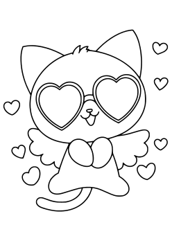 Heart Cat 3 free coloring pages for kids