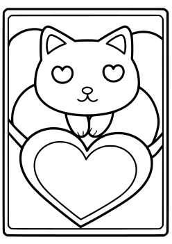 Heart Cat 5 free coloring pages for kids