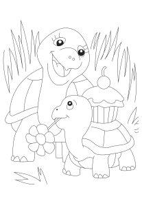 Turtle family free coloring pages for kids