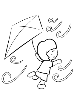 Kite free coloring pages for kids