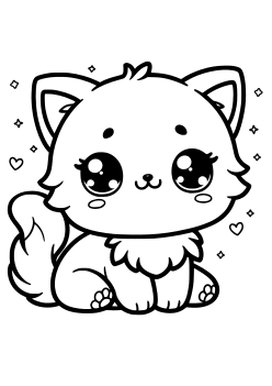 Kawaii Kitten free coloring pages for kids