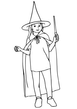 Witch Girl free coloring pages for kids