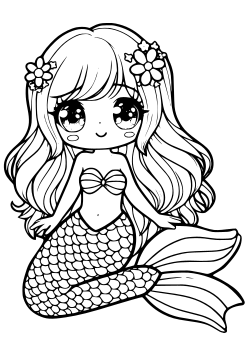 Mermaid 12 free coloring pages for kids