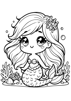 Mermaid 8 free coloring pages for kids