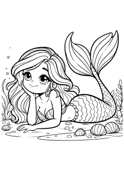 Mermaid 9 free coloring pages for kids