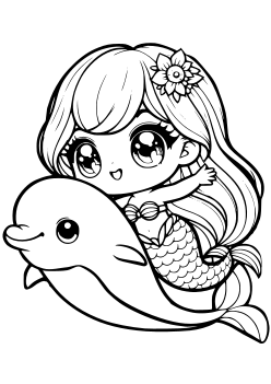 Mermaid Dolphin coloring pages for kindergarten and preschool kids activity free