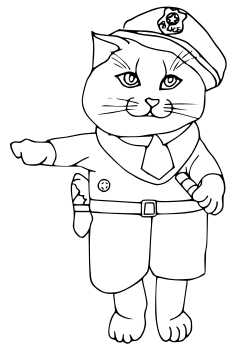 Police Cat free coloring pages for kids