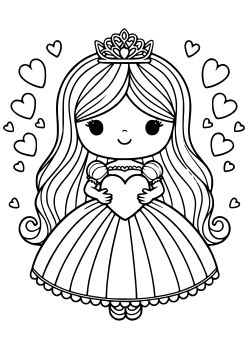 Princess Heart 5 free coloring pages for kids
