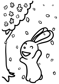 Sakura and Rabbit free coloring pages for kids