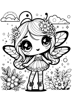 Spring Fairy Girl coloring pages for kindergarten and preschool kids activity free