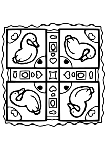 Duck Mandala free coloring pages for kids