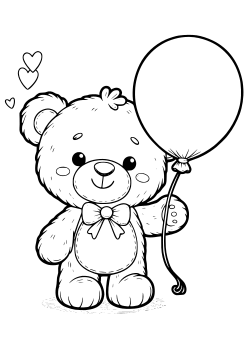 Teddy Balloon free coloring pages for kids
