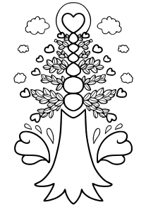 Heart Tree coloring pages for kindergarten and preschool kids activity free