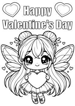 Valentines day Fairy free coloring pages for kids