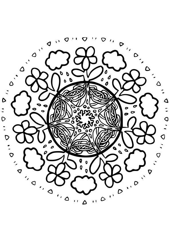 曼荼羅４３の花と地球の関係の塗り絵