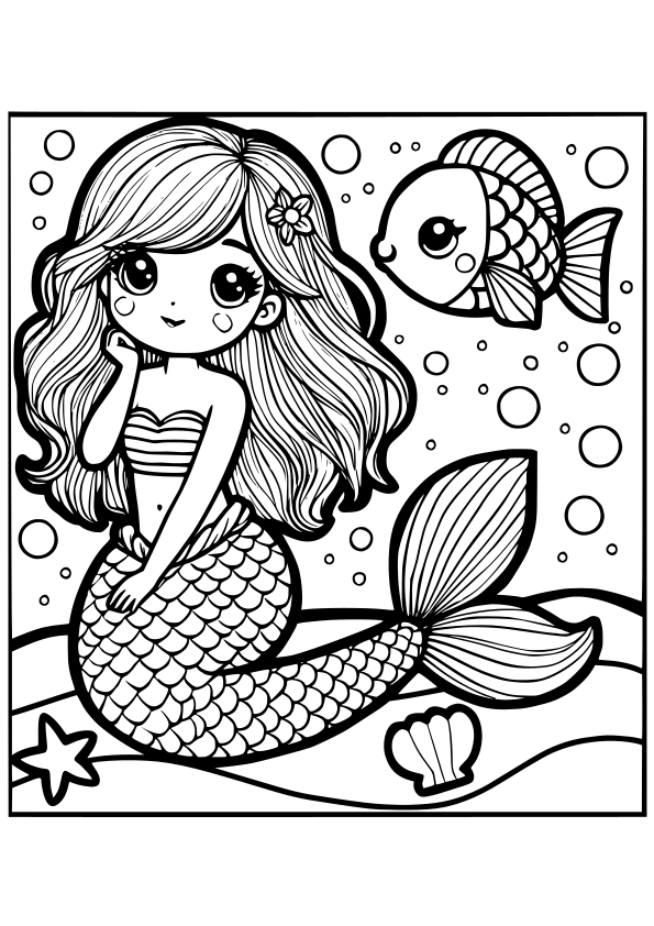 Mermaid 19 free coloring pages for kids