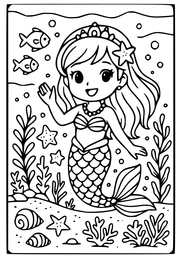 Mermaid 21 free coloring pages for kids