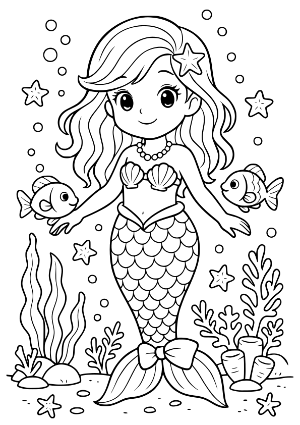 Mermaid 24 free coloring pages for kids