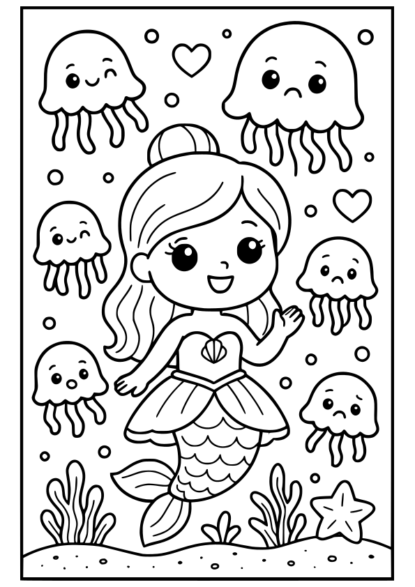 Mermaid 25 free coloring pages for kids