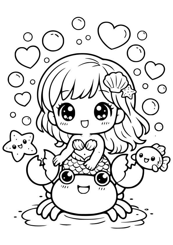 Mermaid 32 free coloring pages for kids