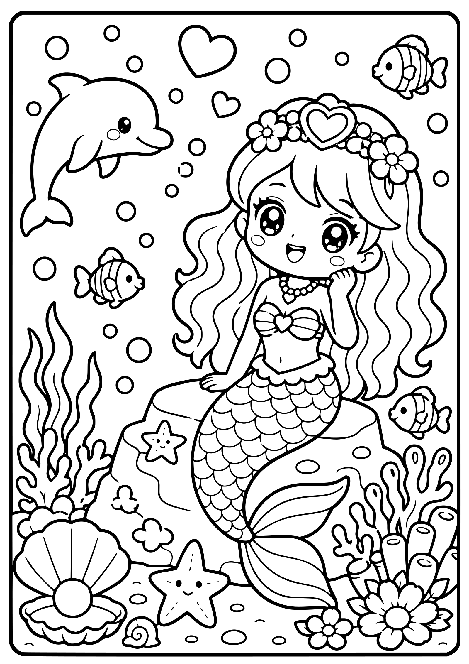 人魚３３の女の子塗り絵です