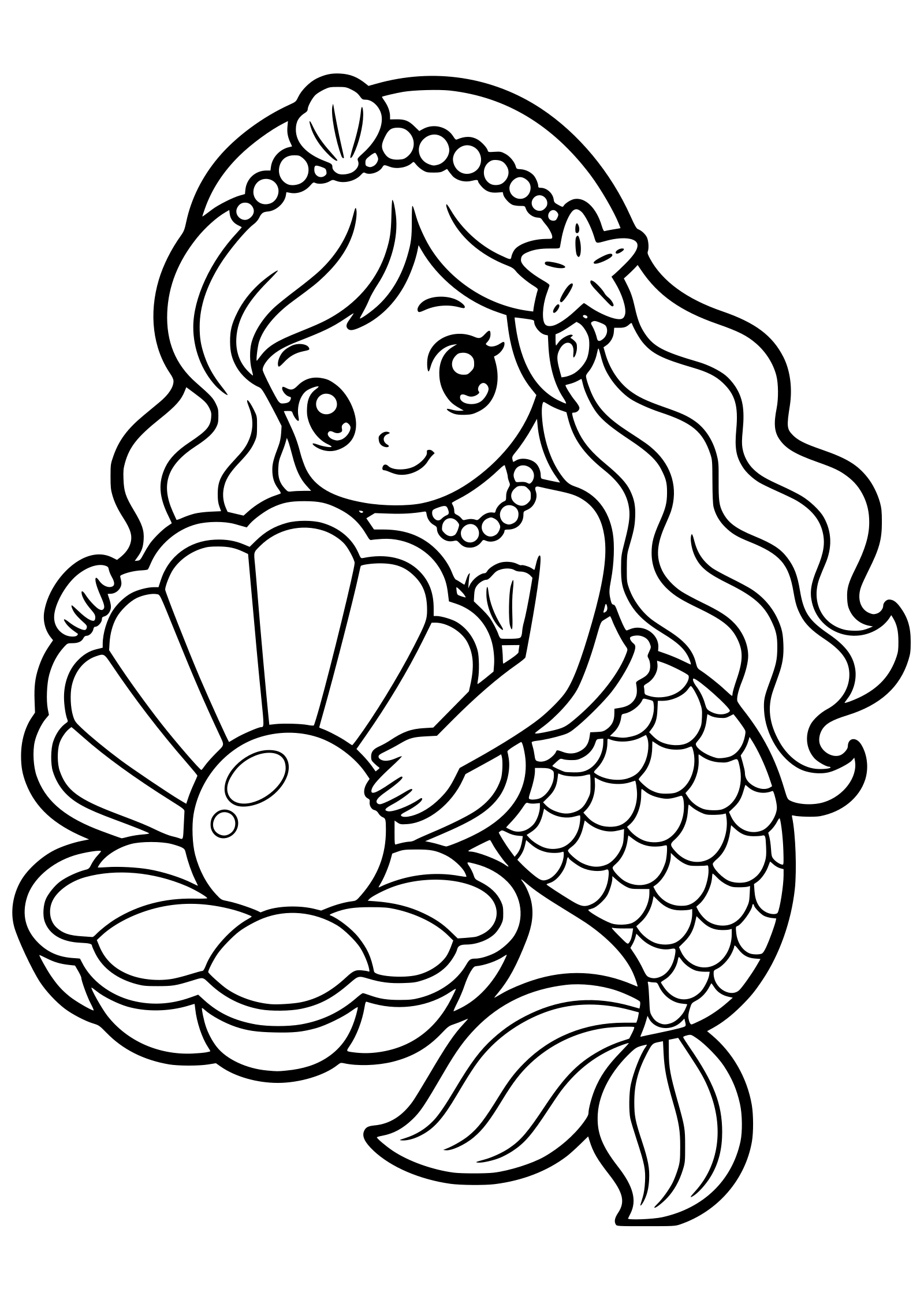 人魚３４の塗り絵です