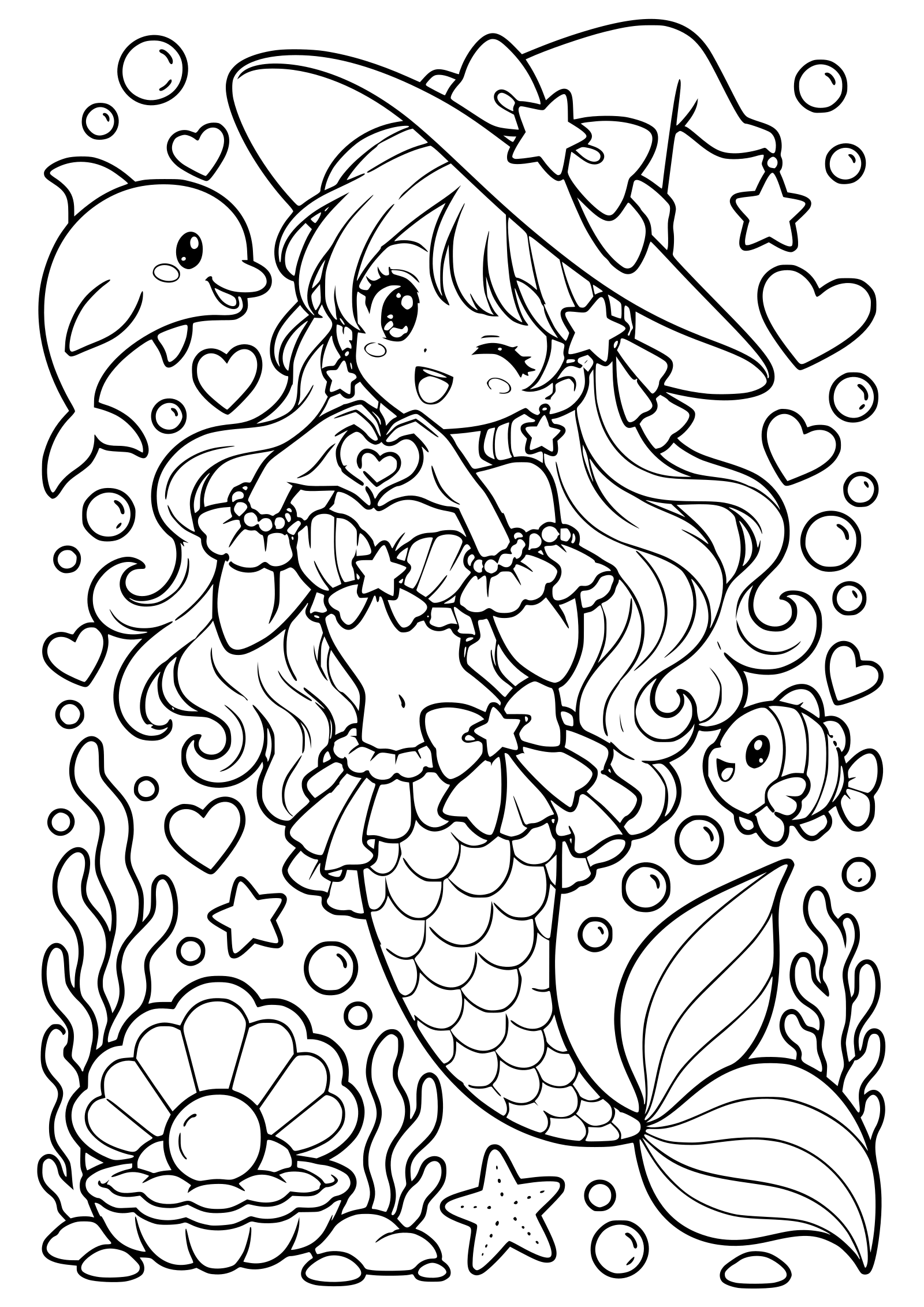人魚３６の塗り絵です