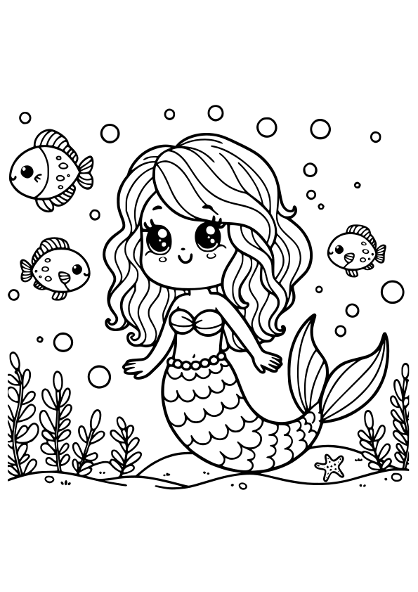 Mermaid 6 free coloring pages for kids