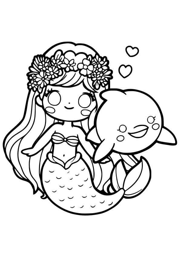 Mermaid Dolphin 2 free coloring pages for kids