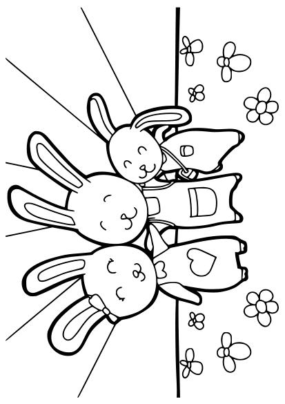 Rabbit Friends free coloring pages for kids