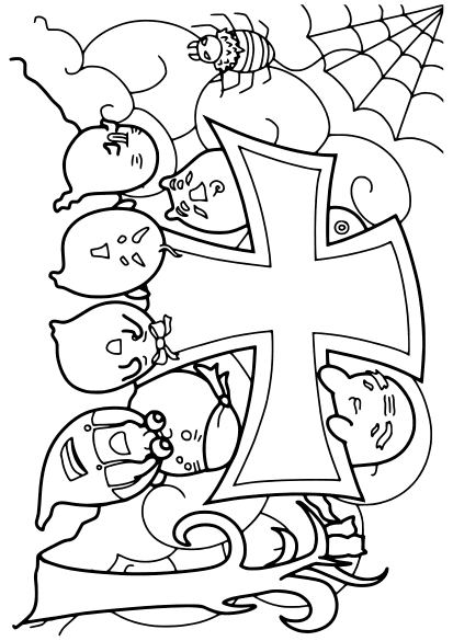 Ghosts gathering free coloring pages for kids