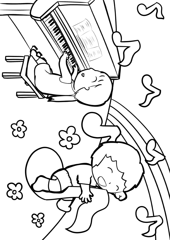 Piano music free coloring pages for kids