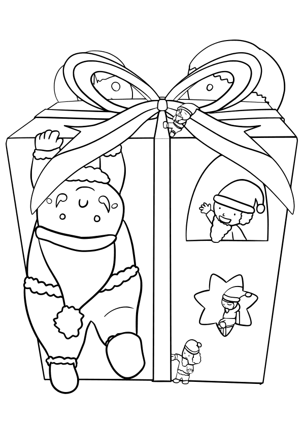 Christmas Present and Santas free coloring pages for kids