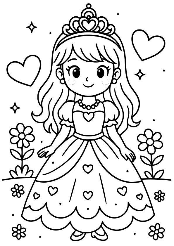 Princess girl 17 free coloring pages for kids